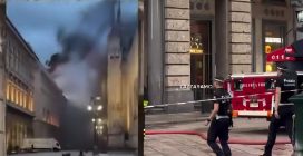 Incendio in un edificio vicino alla Rinascente a Milano: l'intervento dei vigili del fuoco