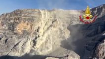 Cortina d'Ampezzo, grossa frana si stacca da una delle Tofane: nube di polvere altissima