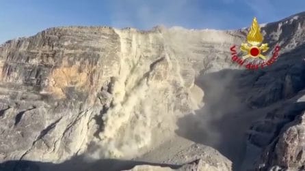 Cortina d'Ampezzo, grossa frana si stacca da una delle Tofane: nube di polvere altissima