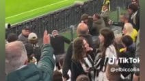 Rissa tra tifosi della Juventus sugli spalti durante la partita contro la Lazio